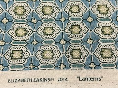 Elizabeth Eakins Geometric Linen Print Fabric- Lanterns Blue 1.85 yds EE3509A/40