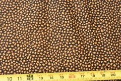 By 1/2 Yd, Gold & Brown Print on Black Quilt Cotton, P6499