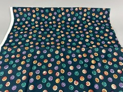 1+ yd Buttons All Over Tossed Cranston Collections Quilting Fabric Teal Purple