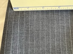 NEW ENGLAND MADE John Taylor 3.1M 3.4YD 100 Wool Suiting Fabric Med Grey Stripes