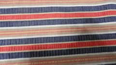 VTG Muted Red/White/Blue Seersucker Fabric Unbranded 3 yds x 44″ Cotton/Blend
