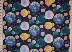 Planets Stars Space Fabric 3 WISHES Quilters Cotton BY THE YARD