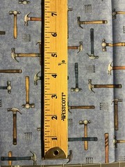 TOOL HAMMER NAILS BLUE COTTON FABRIC BTHY