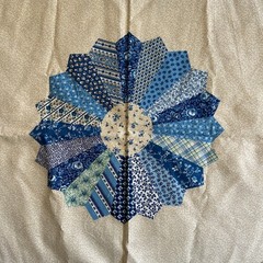 VTG 2 Dresden Plate Pillow Quilt Uncut Fabric PANEL Cranston Cotton 21”x35” Blue
