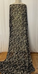 100% Silk Chiffon Birds Print Gold Lurex Black Fabric 1 Yard Long and 54″ Wide