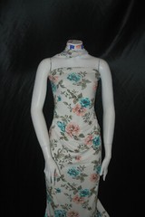 Rayon Stretch Jersey Knit Fabric Beautiful Floral Cream/Teal Multi color 9 oz