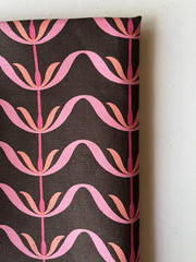 Groundworks Waterlily Espresso/Pink Fabric Remnant 24″x24″