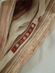 10 Yards Decorative Fabric Striped Polished Cotton Tan Blue Mauve 55 x 362