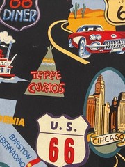 ROUTE 66 ~ Alexander Henry Fabrics ~Vintage Travel Landmarks Cotton Fabric 1 yd