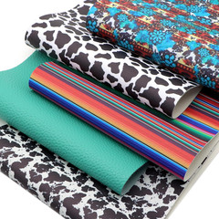 Cow Pattern Faux Leather Sheets Pattern Synthetic Leather Fabric Canvas Back 5 P