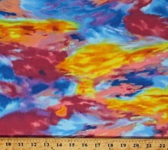 Cotton Sunset Sky Clouds Landscape Multi-Color Fabric Print by the Yard D487.79