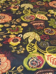 RAZZLE 2011 Covington Decorator Fabric Floral w/ Black Background 1.75 Yd 56″ W