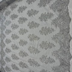 Bridal Sequin Lace Floral Embroidery Polyester Mesh 51 Inch Wide Fabric