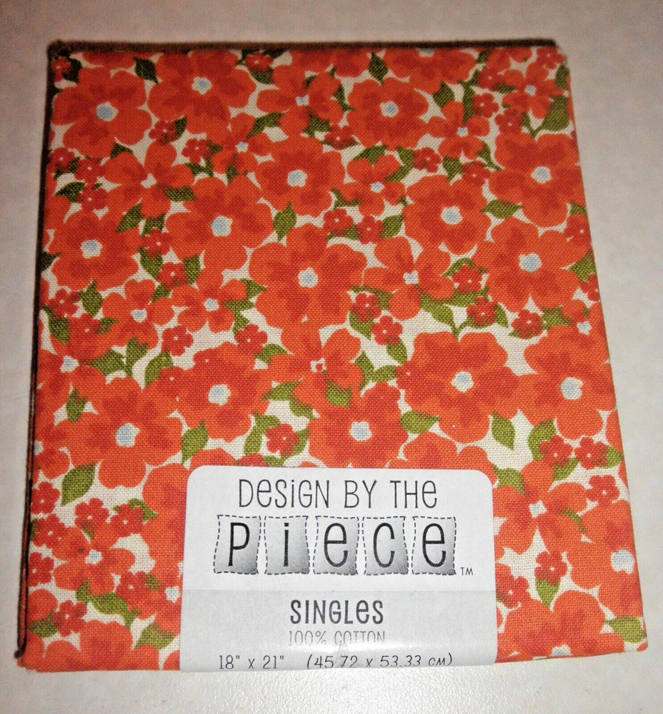 Design by the Piece orange flowers Fat Quarter 100% Cotton, FREE SHIPPING