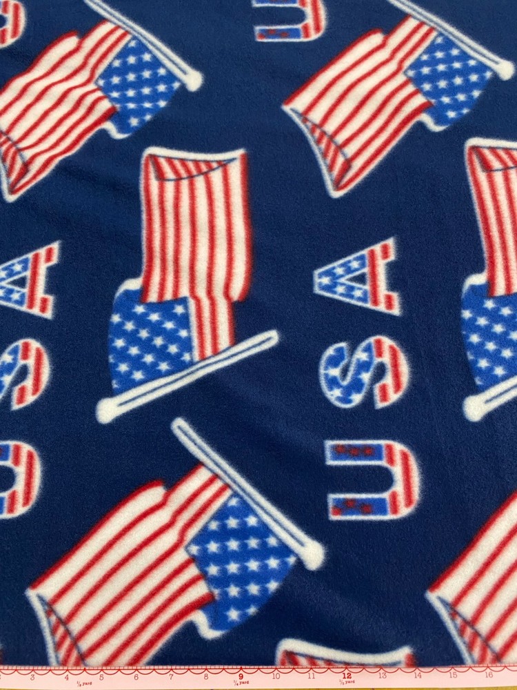 Richlin Fabrics ~ 100% Poly- Yukon Fleece ~ USA Flag ~ 60″ wide ~ per half yard