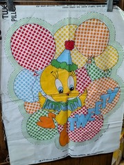 Looney Tunes Tweety Pillow/Toy Panel Fabric 45×18″ Vintage 1981 Princess Fabrics