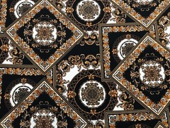 Liverpool Fabric-Black White Gold Arabic Mosaics-LVPR267-Sold by the Yard