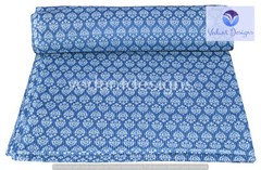 5 Yard Cotton Blue Hand Block Indigo Print Fabric Natural Dyes Indian