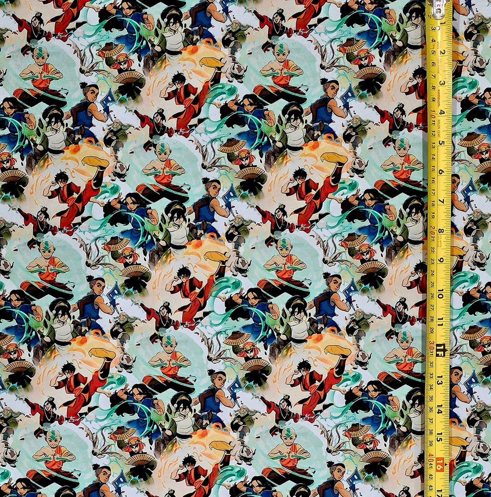 LAST AIRBENDER AVATAR COLLAGE V1 ANIME 1 YARD FABRIC ( 36″ X 58″ ) BRAND NEW
