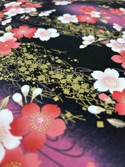 Japanese fabric cherry blossom flowers prunus floral cotton gold black chinese