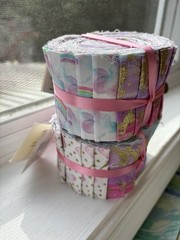 Loops & Threads unicorn-themed fabric bundle: 2 jelly rolls & 1 full yard