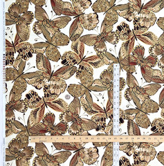Shimmer Butterflies Metallic Gold On Cream Cotton CM9294 Timeless Treasures BTY