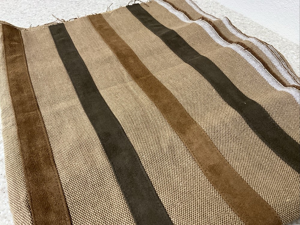 Designer Fabric Remnant Browns Suede Texture Stripe 54” X 34”