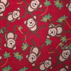 Monkey Fleece Fabric 58″ Wide Jungle Monkeys Vines Fleece Yard Red