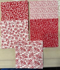 Red/white Flowers & Swirls Charm Pack, 50 pcs, Die Cut