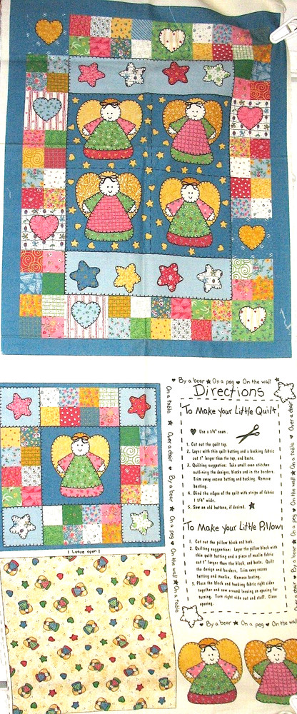 Little Quilt mini ANGEL Fabric Panel 18×45 Wall Hanging DOLL QUILT Appliqué