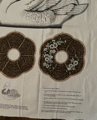 Cut & Sew Swan & Wreath vintage “pillow” cut out fabric Heart & Grapevine