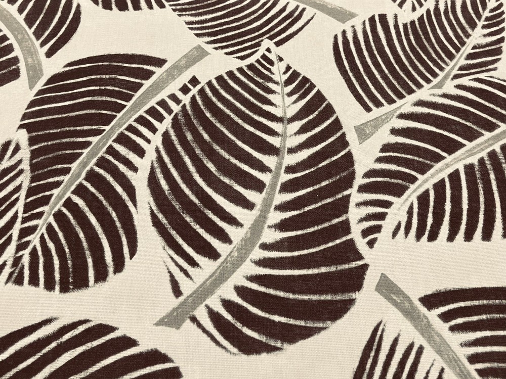 Schumacher Large Tropical Leaf Print Fabric- Costa Rica Chocolate 0.70 yd 176192