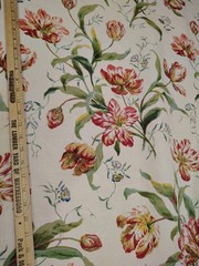 1 of 8 Yds Colefax & Fowler Fabric Delft Tulips Floral Upholstery 54″w BTY