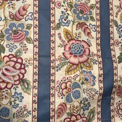 FLORAL STRIPES WITH Blue And Pink JOAN KESSLER- 2.5 Yds