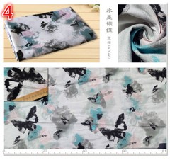 DIY Print Floral Painting Linen Fabric Dress Material Sewing Chinese Cloth Sew
