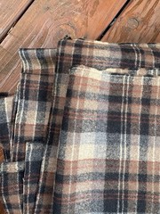 Pendleton 100% Wool Brown Plaid Fabric Remant 60”x 110” No Identifying Marks