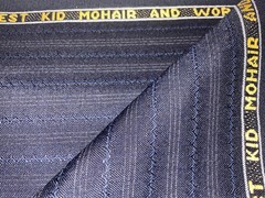 Durham Navy 30% Finest Mohair 70% Wool English Antique Stipe Suiting 2.8m 240g/m