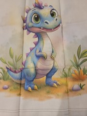 Cotton fabric 6 baby dragons, each square is 13 x 13 inches