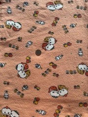 Vintage Kawaii Cat Flannel Fabric Peach Novelty Print 38 x 34 Quilt Sewing Craft