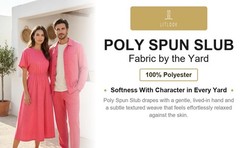 Poly Spun Slub Jersey Fabric by the Yard 100% Polyester Knit 2-Way Stretch 58/60