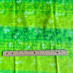 2 YD Bright Green Ombre Floral Fabric Cotton Print