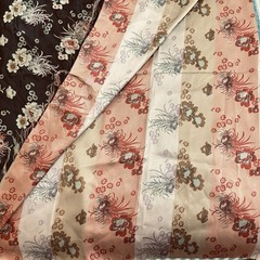 VTG Chinese Floral Brocade Fabric Black Background Shou Symbol Chrysanthemum 2yd