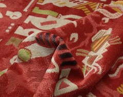 CLARENCE HOUSE ZAMBEZI RED HIGH END AFRICAN LINEN VELVET FABRIC 2 YARDS 51″W