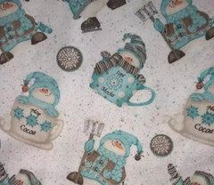 blue whimsical snowman fun fabric 21 x 17.5 inch new