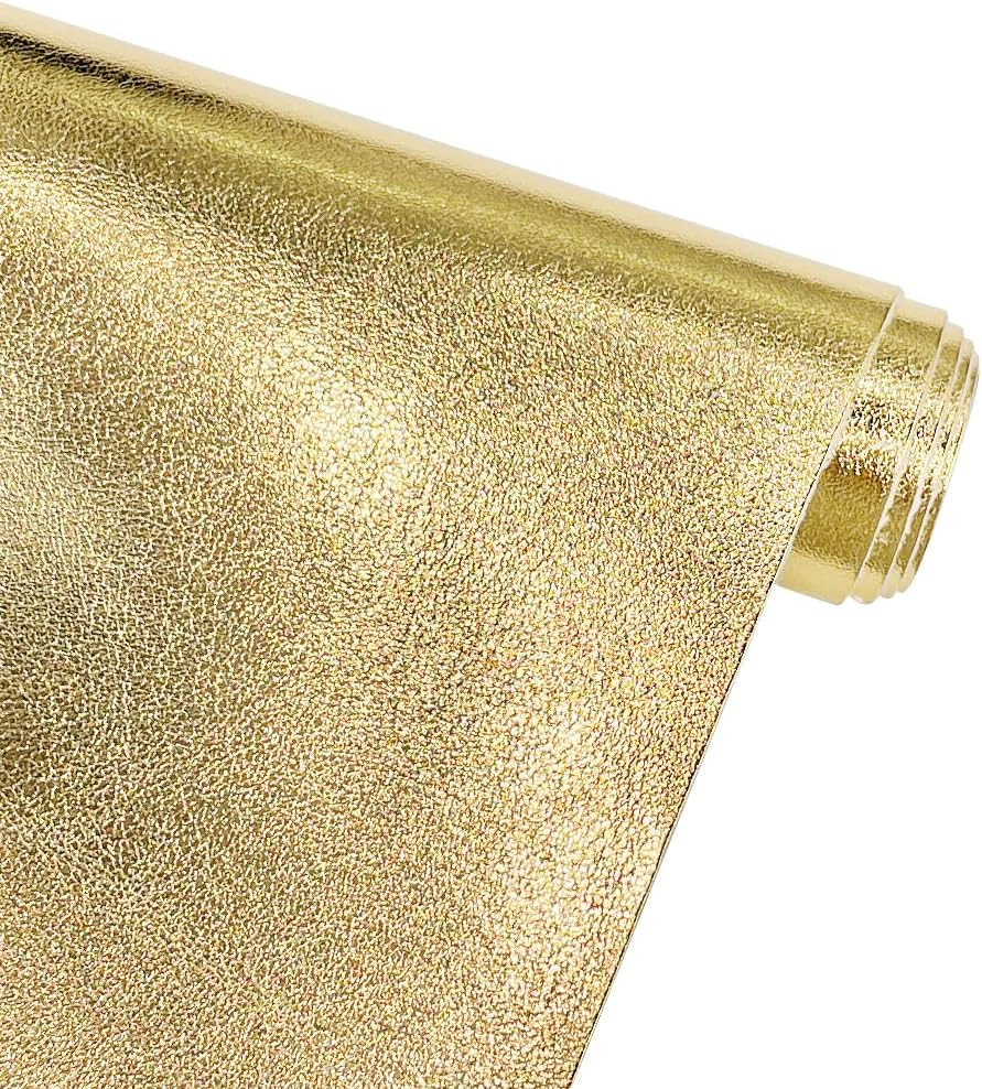 | Metallic Gold Soft Faux Leather Fabric, 0.9 Mm Lambskin Synthetic Pleather for