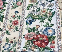 VTG Chintz Polished Cotton Multicolored Florals Ribbon w/ Lace Stripe 16″x21½”