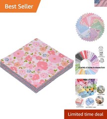 5×5” Cotton Quilting Fabric Bundle – Floral & Multi-Pattern Print