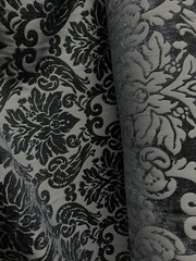 DARK GRAY DAMASK CHENILLE UPHOLSTERY BROCADE FABRIC (54 in.) Sold By The Yard
