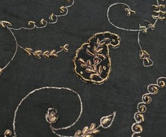 Sushila Vintage Black HEAVY Scrap Dupatta Pure Silk Handmade Zari Work LongStole