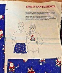 Sporty Santa Boxer Shorts Adult S M L Cut Sew Panel Complete For WHITE ELEPHANT